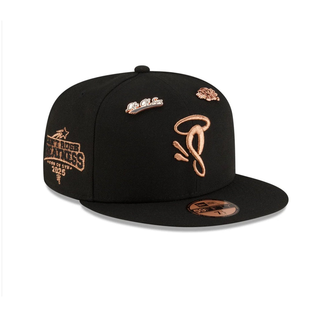 Central Cee x New Era Syna Black & Rose Gold 59FIFTY Fitted Cap plugstationuk-limited