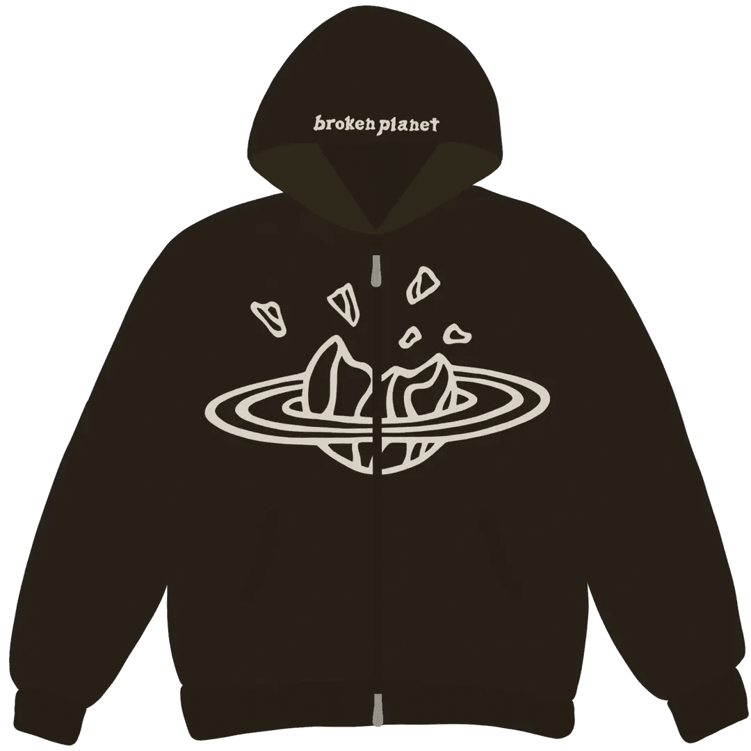 BROKEN PLANET - ZIP UP HOODIE DARK BROWN | Plugstationuk
