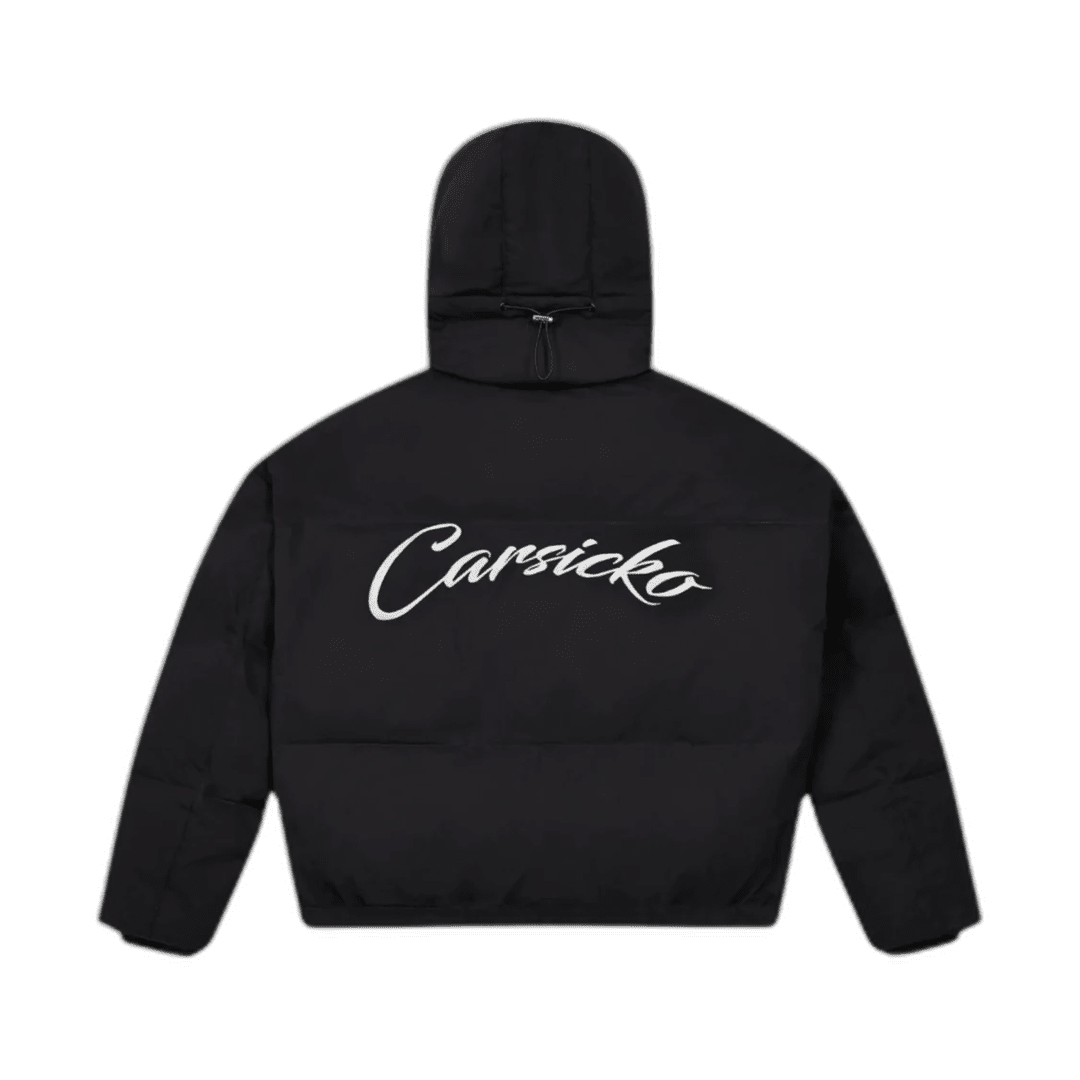 CARSICKO LOGO PUFFER JACKET - BLACK | Plugstationuk