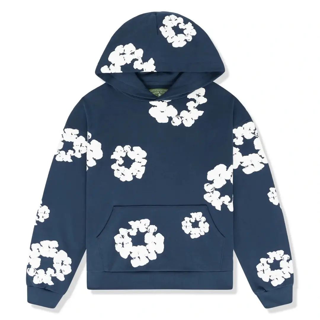 Denim Tears The Cotton Wreath Hooded Sweatshirt 'Navy' | Plugstationuk