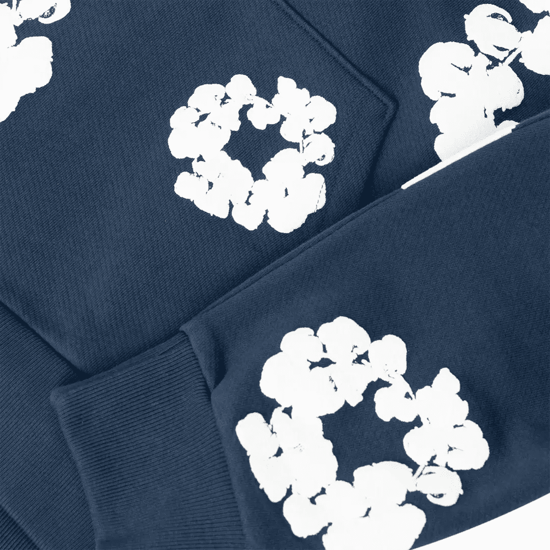 Denim Tears The Cotton Wreath Hooded Sweatshirt 'Navy' | Plugstationuk