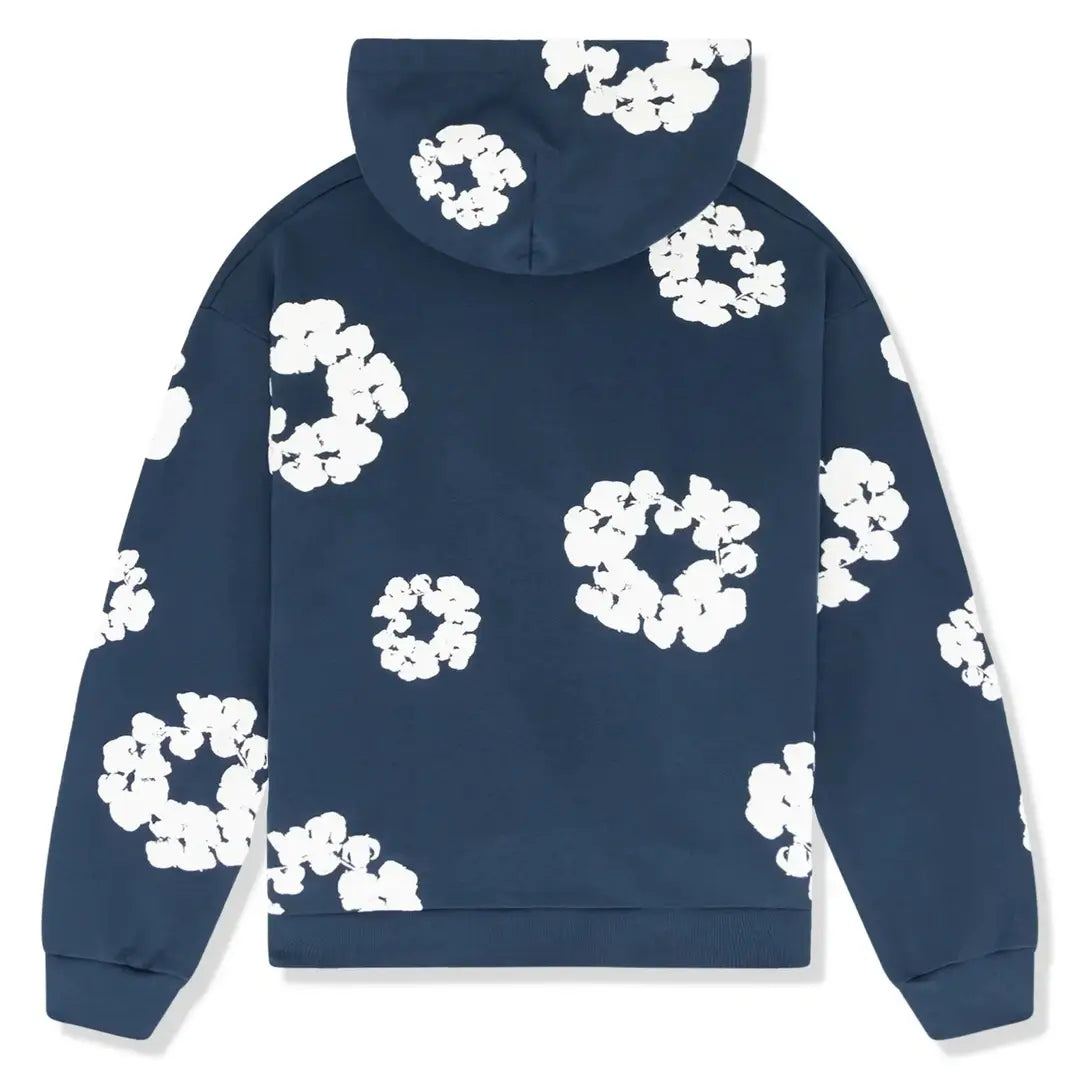 Denim Tears The Cotton Wreath Hooded Sweatshirt 'Navy' | Plugstationuk