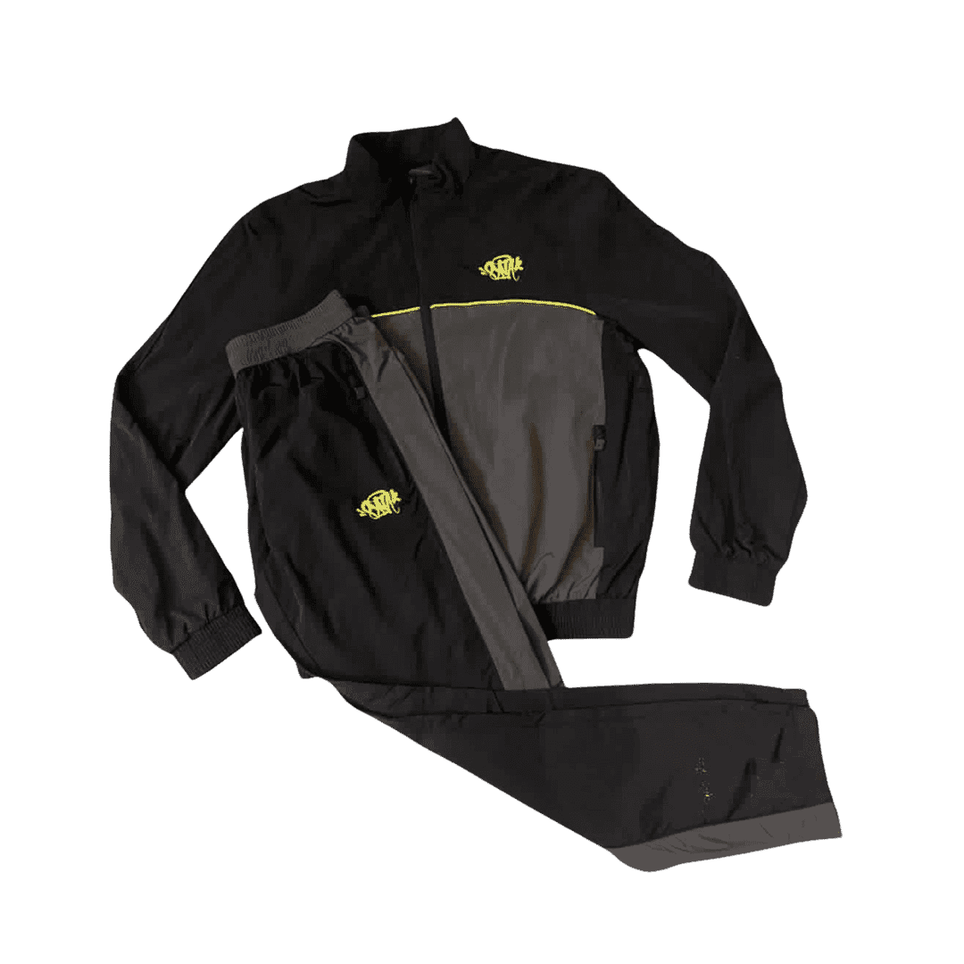 SYNAWORLD ‘SYNA LOGO’ SHELL TRACKSUIT - BLACK/GREY/YELLOW | Plugstationuk