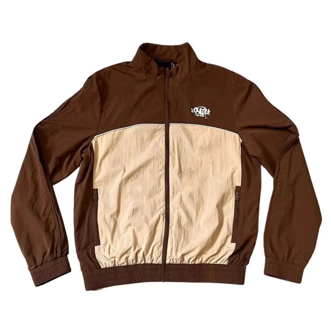 SYNAWORLD ‘SYNA LOGO’ SHELL TRACKSUIT - BROWN/BEIGE | Plugstationuk