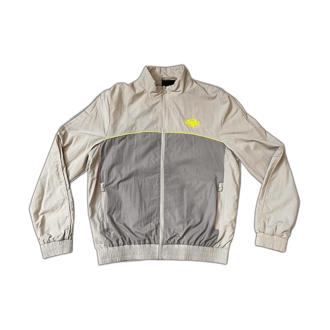 SYNAWORLD ‘SYNA LOGO’ SHELL TRACKSUIT - CREAM/GREY/YELLOW | Plugstationuk