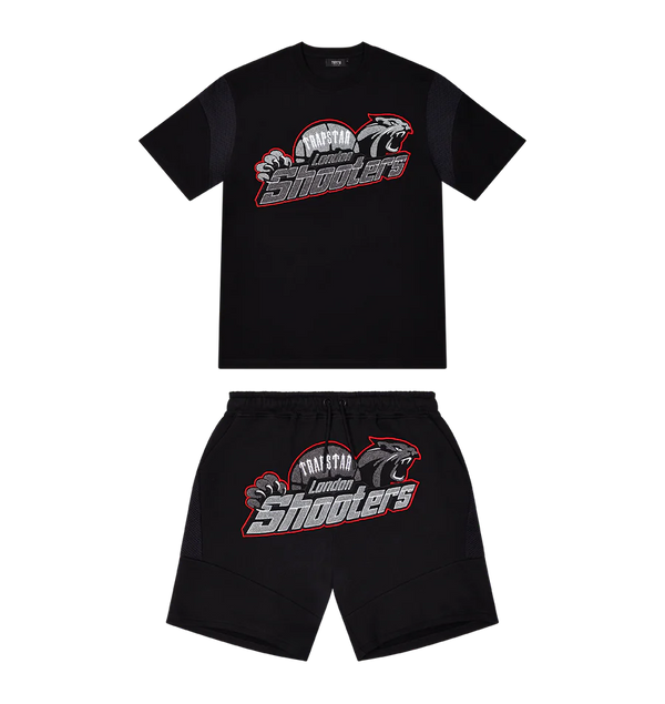 TRAPSTAR SHOOTERS SHORT SET - BLACK/RED