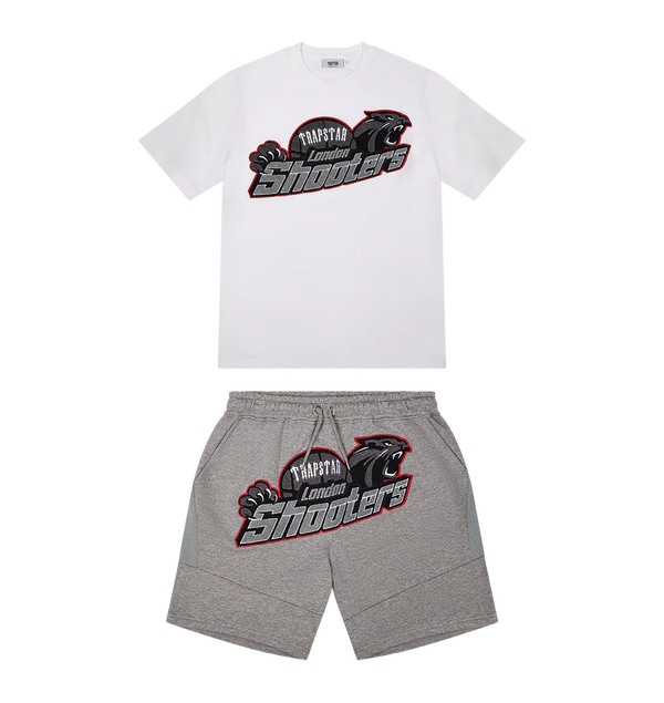 TRAPSTAR SHOOTERS SHORT SET - WHITE/GREY/RED