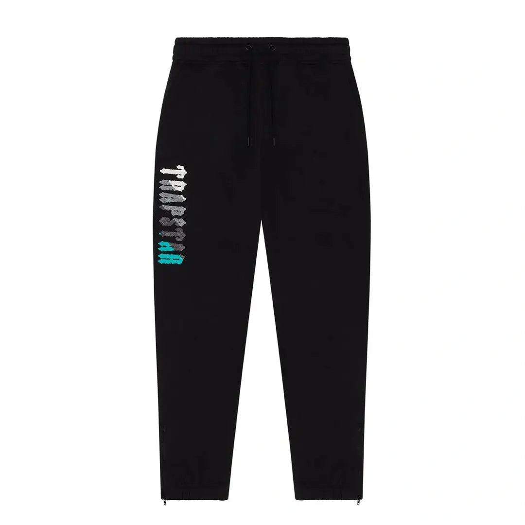 TRAPSTAR CHENILLE DECODED 2.0 HOODED TRACKSUIT - BLACK / TEAL | Plugstationuk