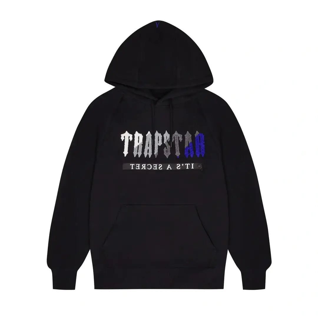 TRAPSTAR CHENILLE DECODED 2.0 HOODED TRACKSUIT - BLACK / BLUE | Plugstationuk