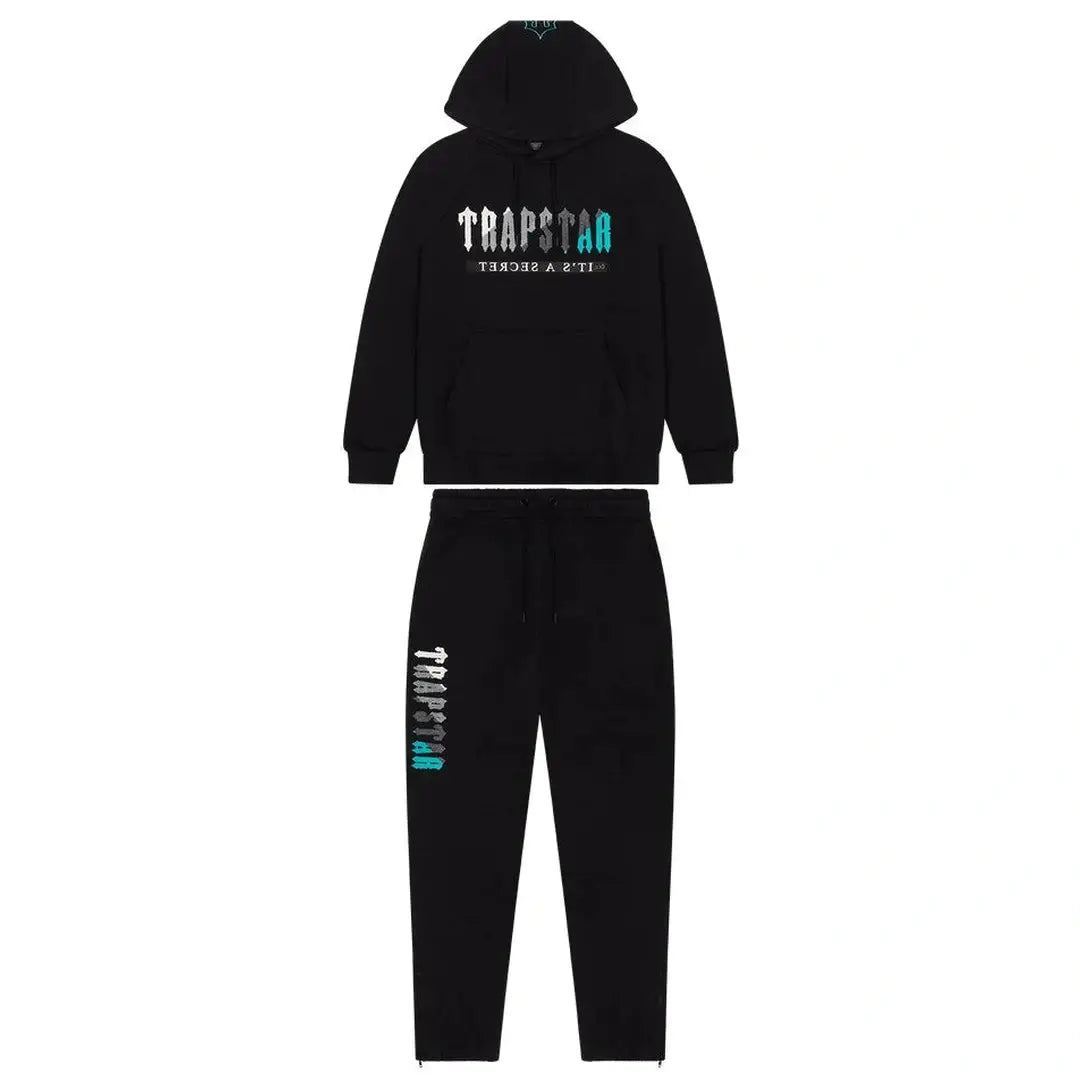 TRAPSTAR CHENILLE DECODED 2.0 HOODED TRACKSUIT - BLACK / TEAL | Plugstationuk