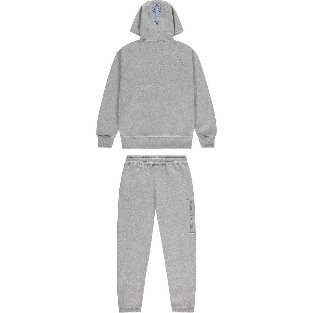 TRAPSTAR CHENILLE DECODED 2.0 HOODED TRACKSUIT - GREY / BLUE | Plugstationuk