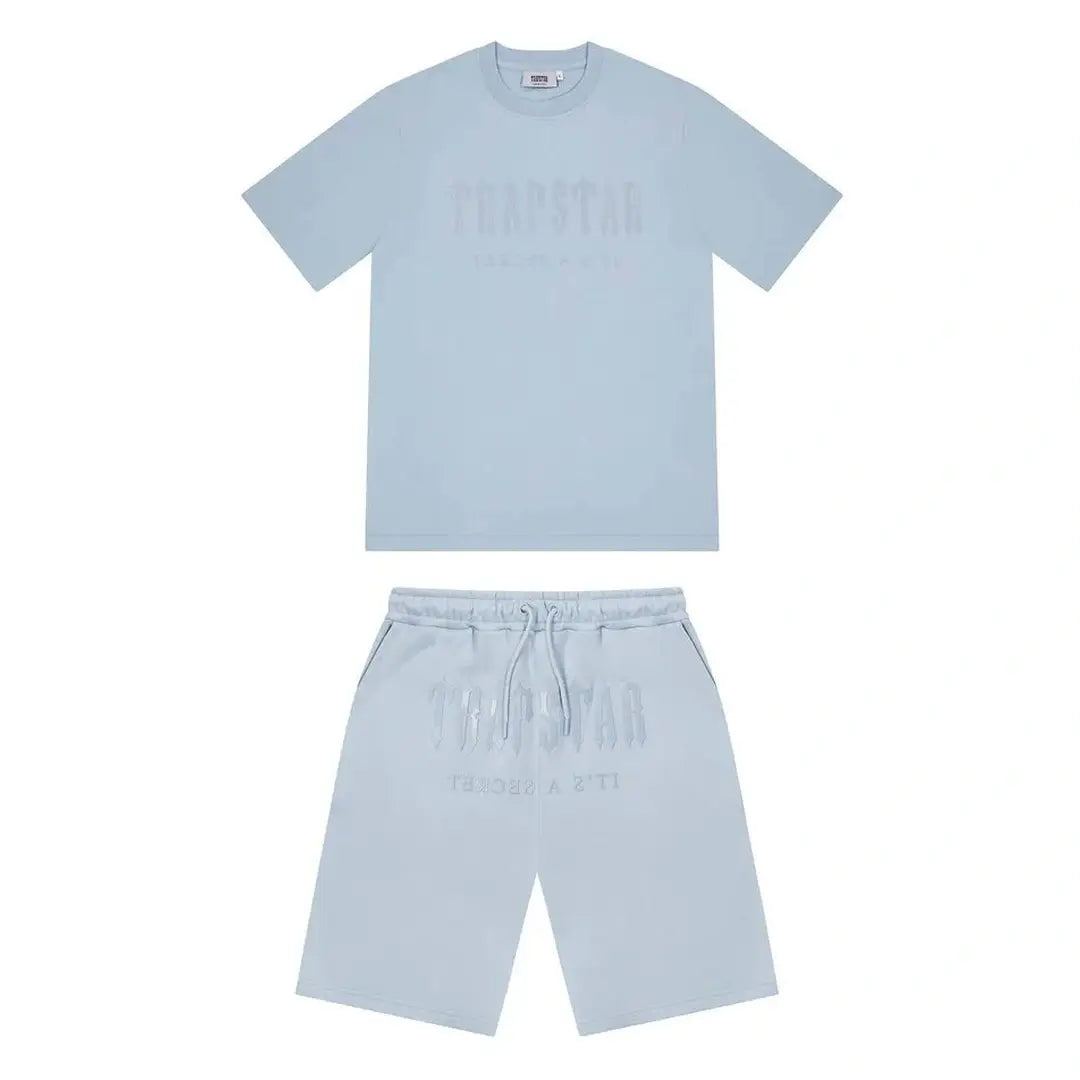 TRAPSTAR DECODED GEL SHORT SET - CASHMERE BLUE | Plugstationuk
