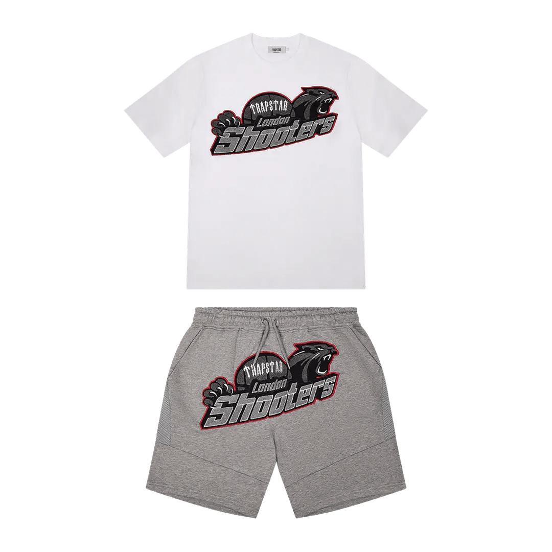 TRAPSTAR SHOOTERS SHORT SET - WHITE/GREY/RED | Plugstationuk