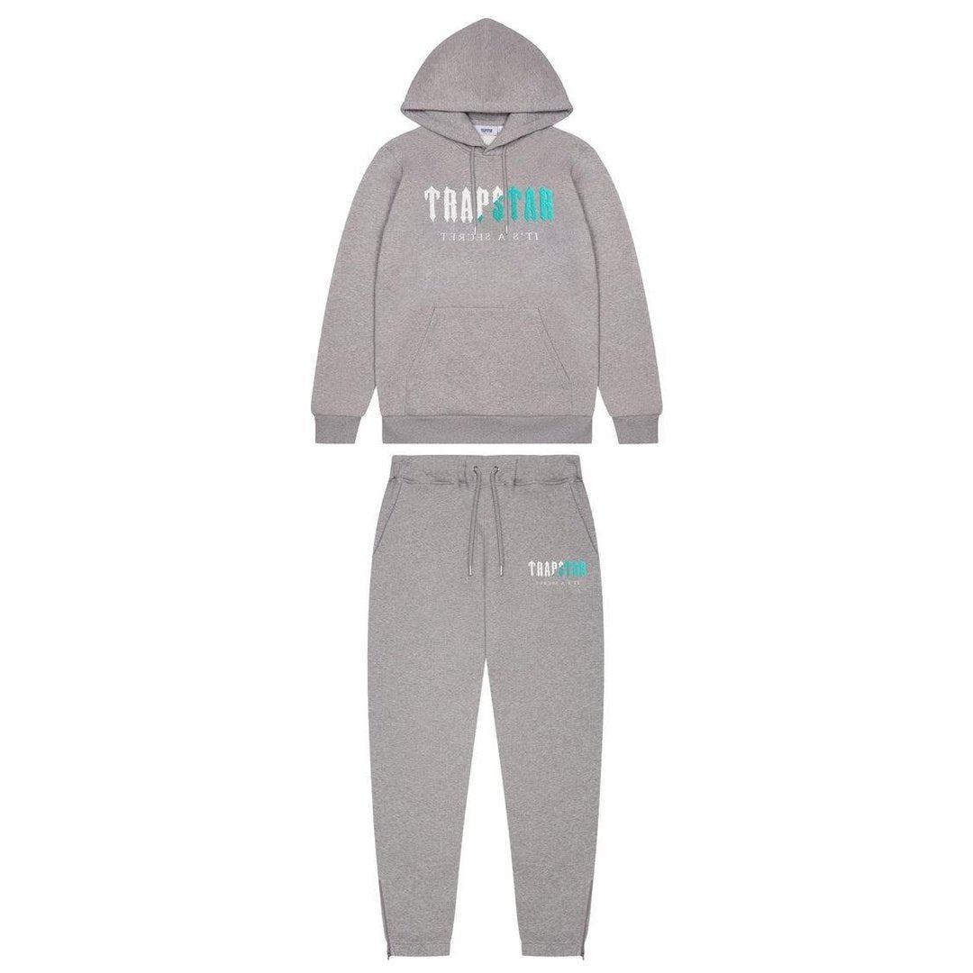 Trapstar Decoded Chenille Hooded Tracksuit - Grey/Teal | Plugstationuk