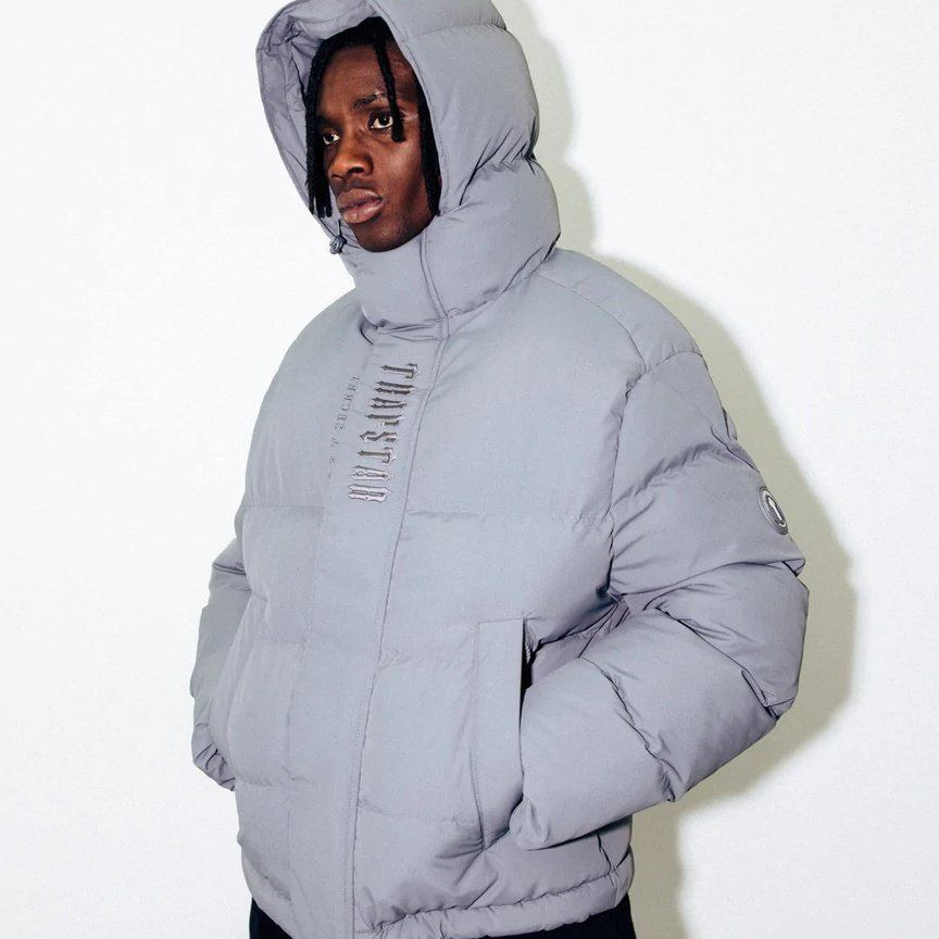 Trapstar Decoded Hooded Puffer Jacket 2.0 - Grey | Plugstationuk