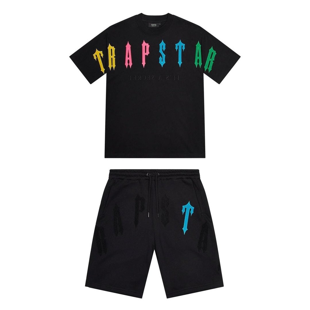 Trapstar Irongate Arch 2.0 Short Set - Black/Candy | Plugstationuk