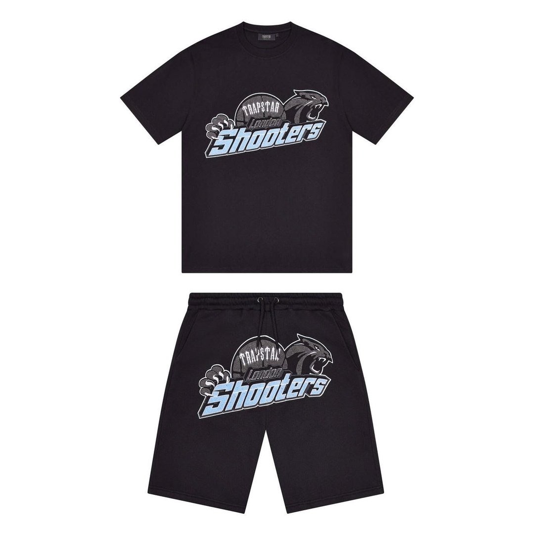 Trapstar Shooters Short Set - Black/Blue | Plugstationuk