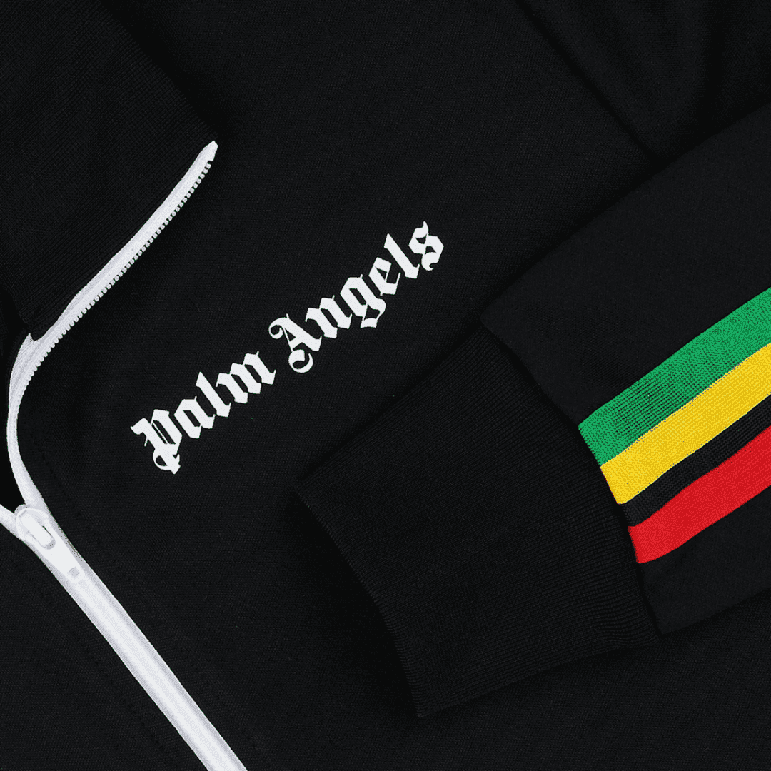 PALM ANGELS EXODUS STRIPED BLACK TRACK JACKET | Plugstationuk