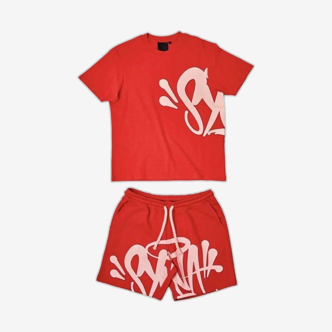 SYNA WORLD LOGO T SHIRT + SHORT SET - RED | Plugstationuk