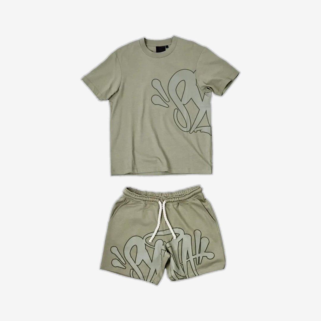 SYNA WORLD LOGO T SHIRT + SHORT SET - SAGE / KHAKI | Plugstationuk