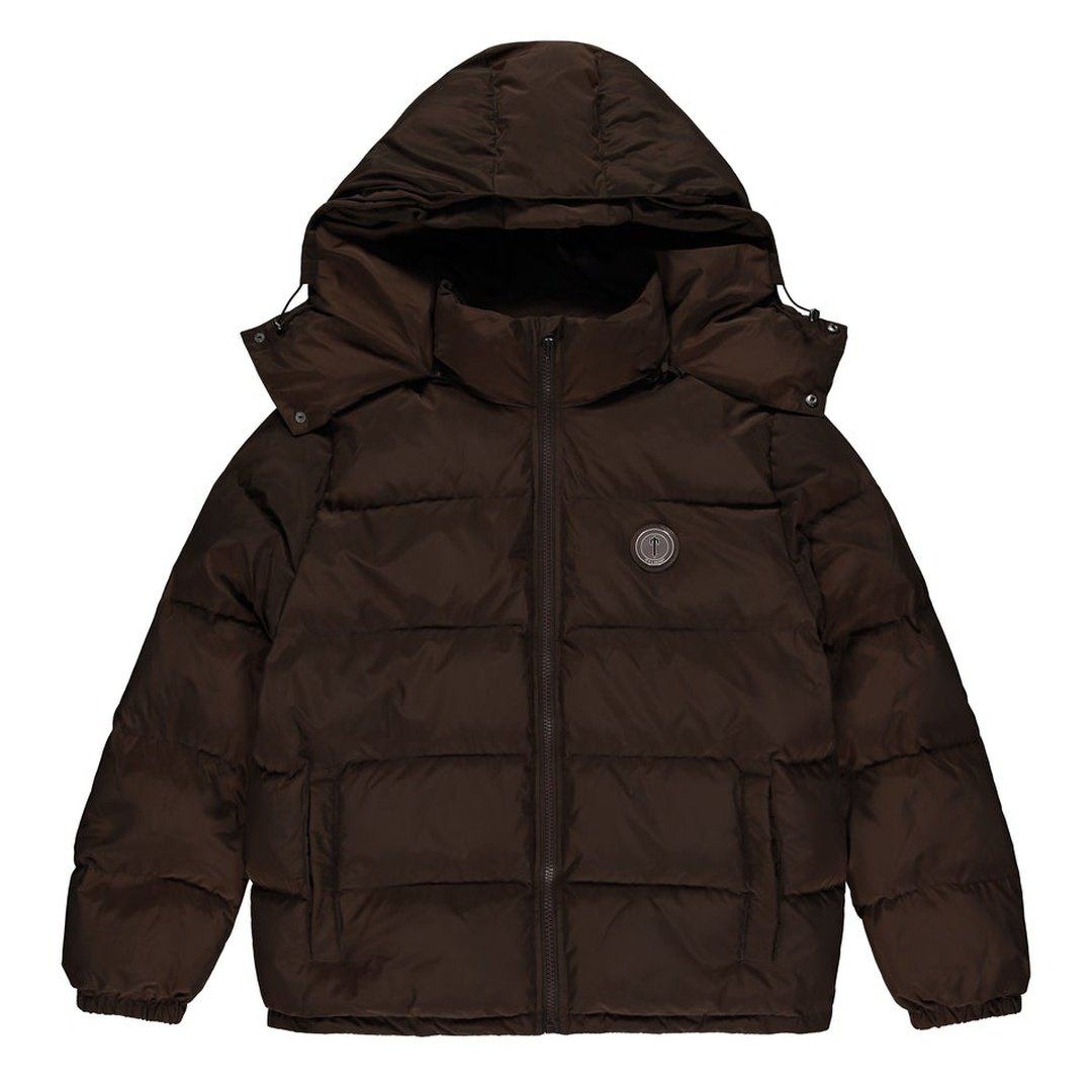 TRAPSTAR BROWN IRONGATE DETACHABLE HOODED PUFFER JACKET | Plugstationuk