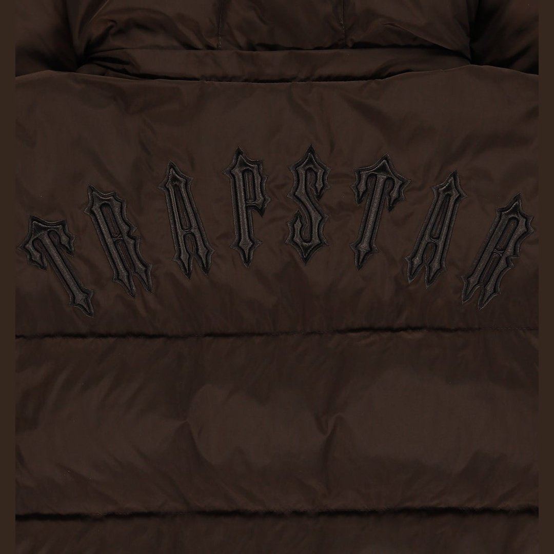 TRAPSTAR BROWN IRONGATE DETACHABLE HOODED PUFFER JACKET | Plugstationuk