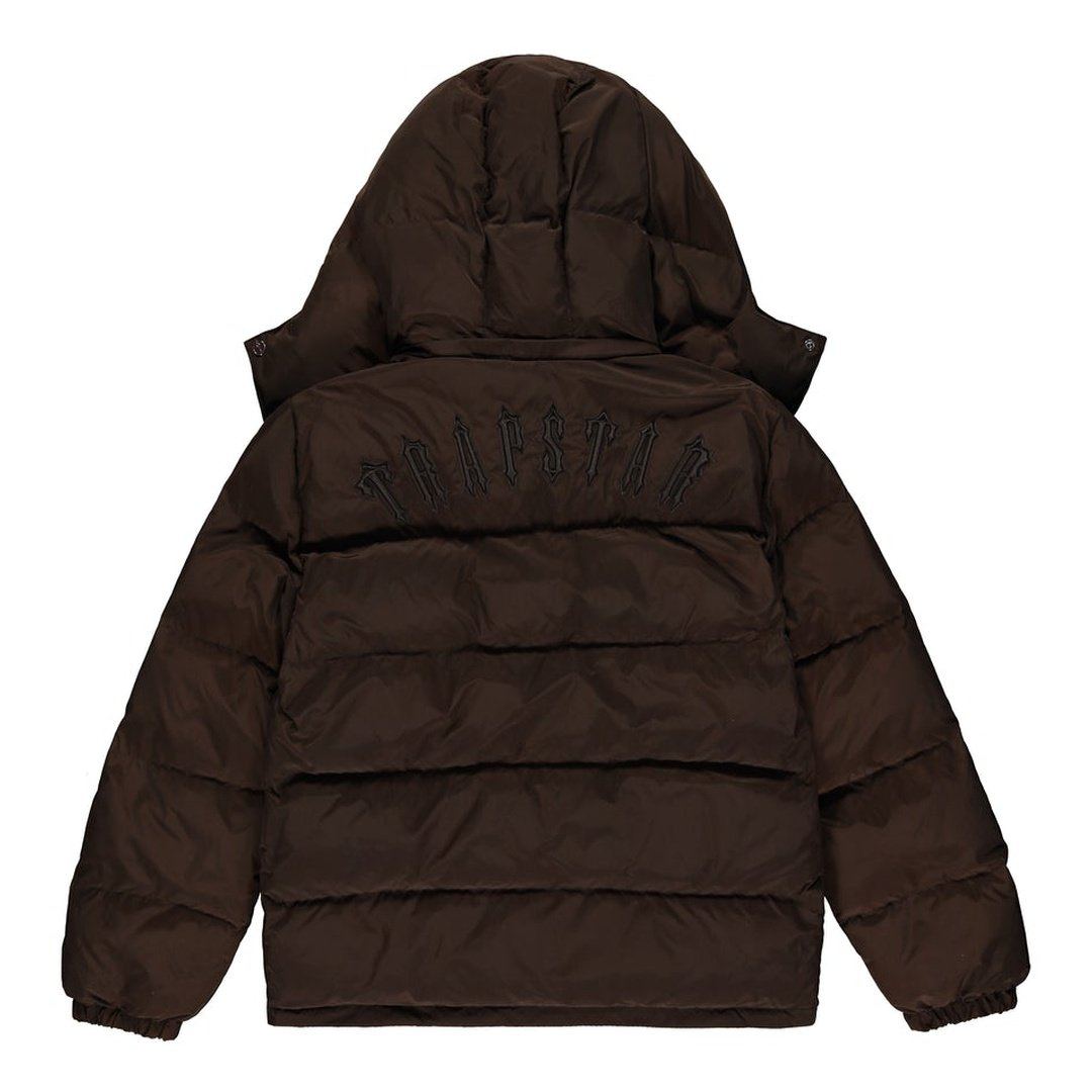 TRAPSTAR BROWN IRONGATE DETACHABLE HOODED PUFFER JACKET | Plugstationuk