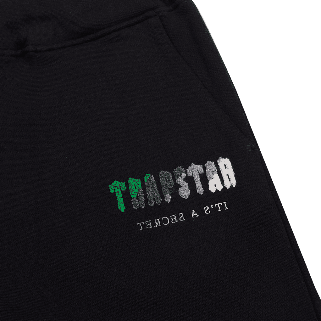 TRAPSTAR CHENILLE DECODED HOODED TRACKSUIT - BLACK/GREEN BEE | Plugstationuk