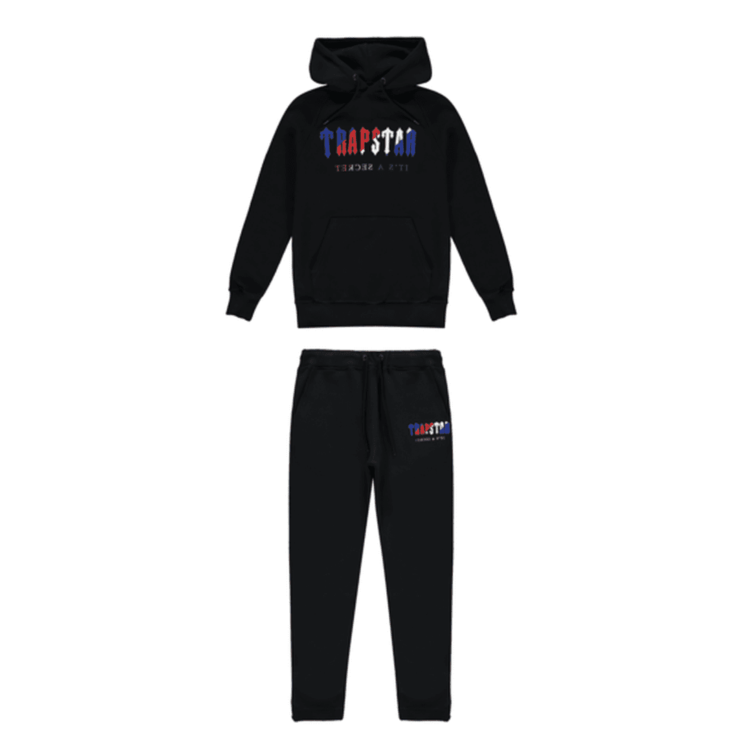 TRAPSTAR CHENILLE DECODED HOODED TRACKSUIT - BLACK REVOLUTION EDITION | Plugstationuk