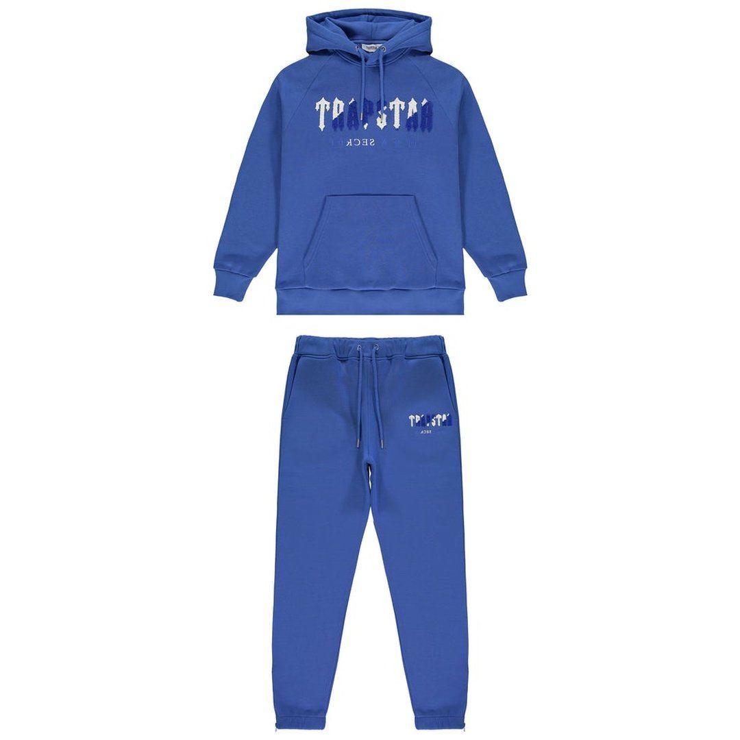 TRAPSTAR CHENILLE DECODED HOODED TRACKSUIT - DAZZLING BLUE/WHITE | Plugstationuk