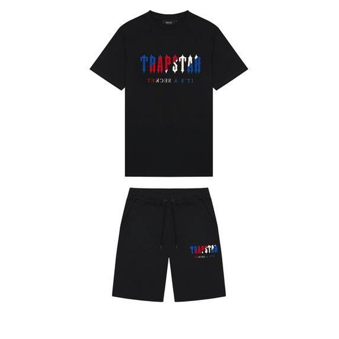 TRAPSTAR CHENILLE DECODED SHORT SET - BLACK REVOLUTION EDITION | Plugstationuk