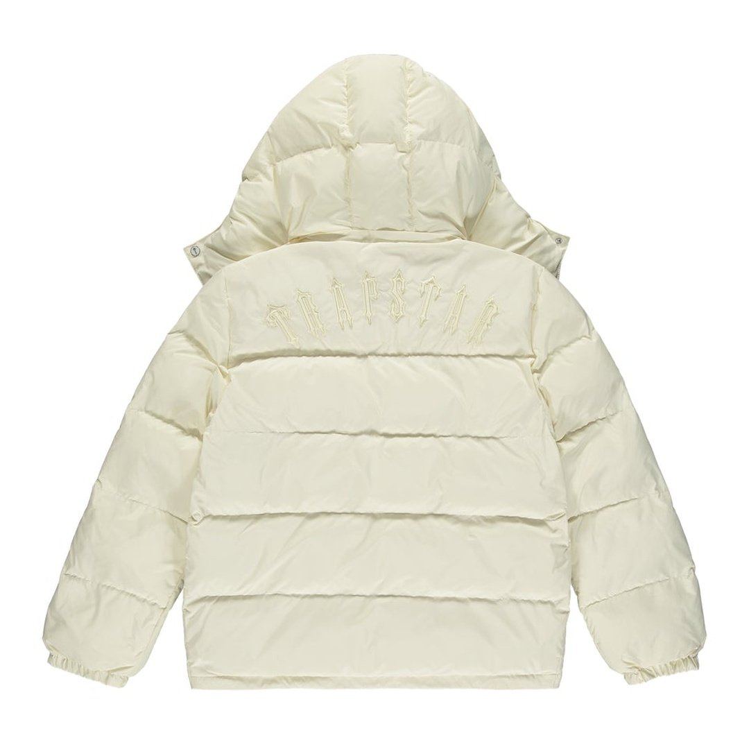 TRAPSTAR CREAM IRONGATE DETACHABLE HOODED PUFFER JACKET | Plugstationuk