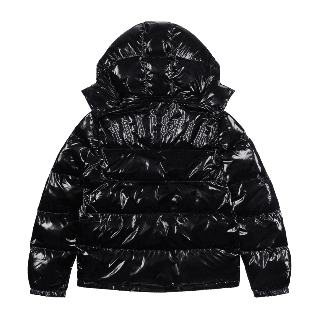 TRAPSTAR IRONGATE DETACHABLE HOODED PUFFER JACKET - SHINY BLACK | Plugstationuk