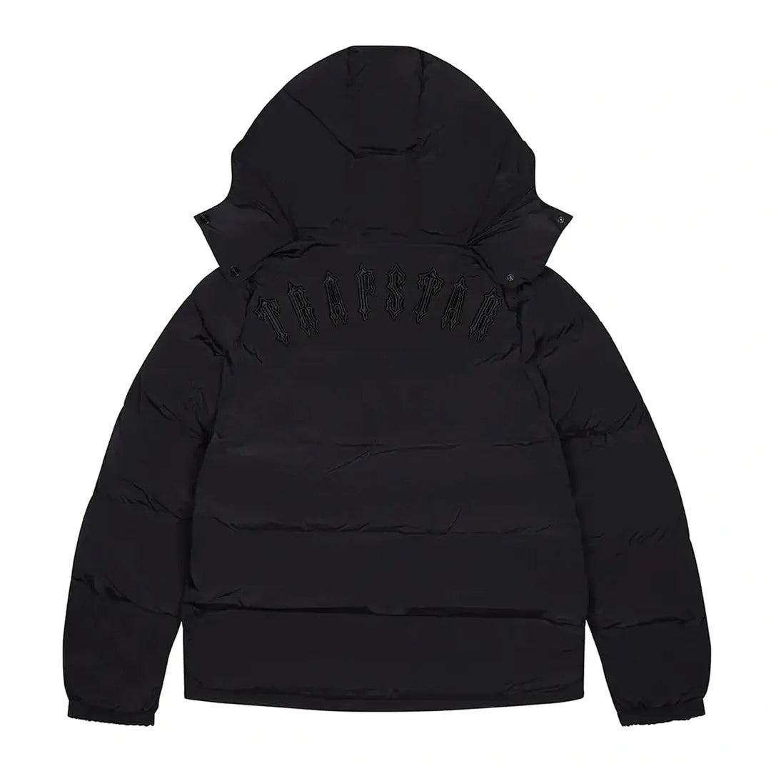 TRAPSTAR IRONGATE DETACHABLE HOODED PUFFER JACKET - 2023 BLACKOUT EDITION | Plugstationuk