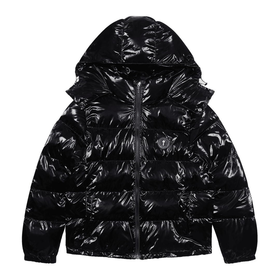 TRAPSTAR IRONGATE DETACHABLE HOODED PUFFER JACKET - SHINY BLACK | Plugstationuk