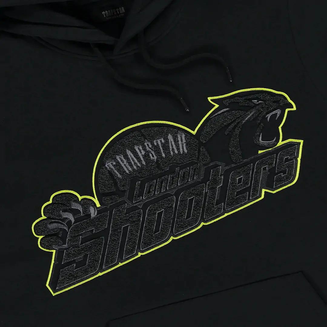 TRAPSTAR SHOOTERS HOODIE TRACKSUIT - BLACK/LIME | Plugstationuk