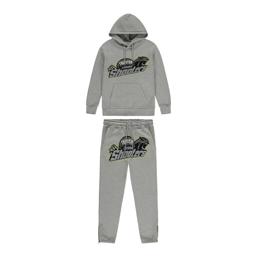 TRAPSTAR SHOOTERS HOODIE TRACKSUIT - GREY/LIME | Plugstationuk