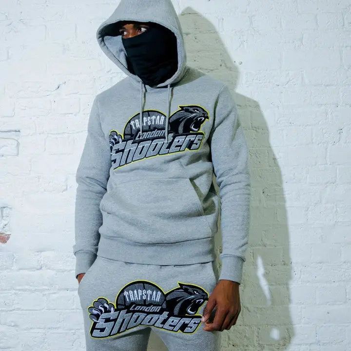 TRAPSTAR SHOOTERS HOODIE TRACKSUIT - GREY/LIME | Plugstationuk