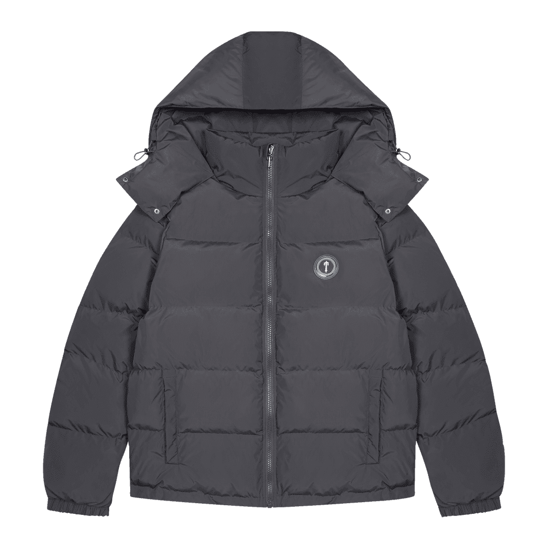 TRAPSTAR STONE GREY IRONGATE DETACHABLE HOODED PUFFER JACKET | Plugstationuk
