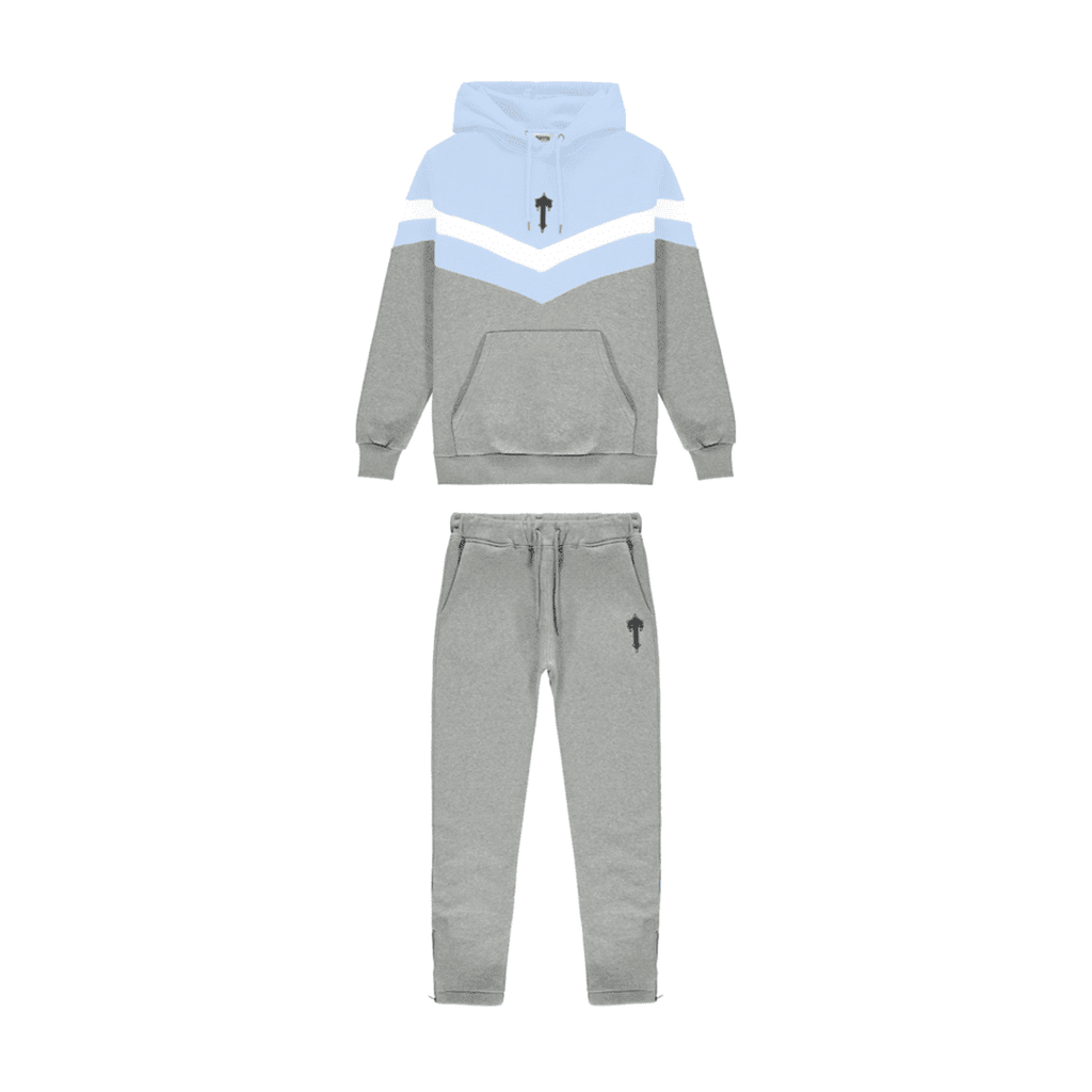 trapstar v stripe hoodie tracksuit cashmere blue white marl grey