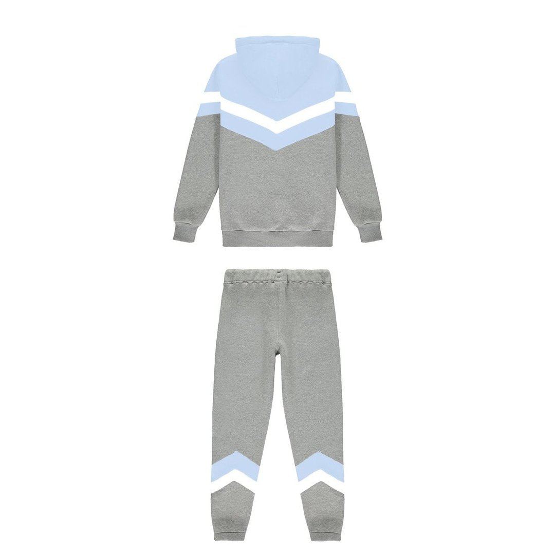 TRAPSTAR V STRIPE HOODIE TRACKSUIT - CASHMERE BLUE/WHITE/MARL GREY | Plugstationuk