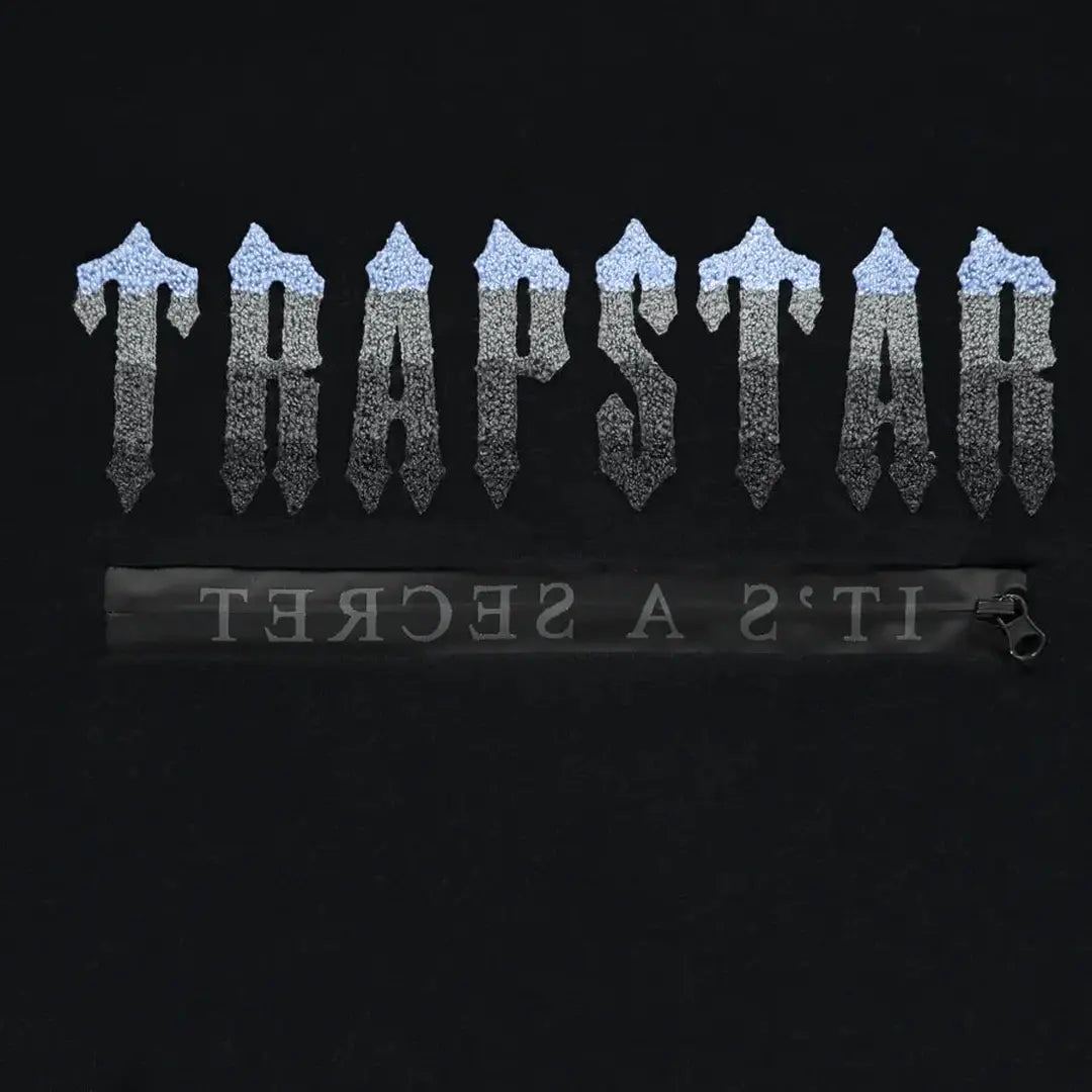 Trapstar Chenille Decoded 2.0 Hooded Tracksuit - BLACK/ ICE BLUE | Plugstationuk