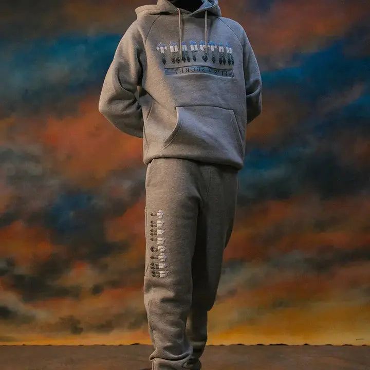 Trapstar Chenille Decoded 2.0 Hooded Tracksuit - GREY/ ICE BLUE | Plugstationuk