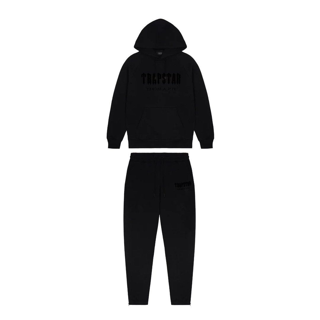 Trapstar Chenille Decoded Hooded Tracksuit - Blackout Edition | Plugstationuk
