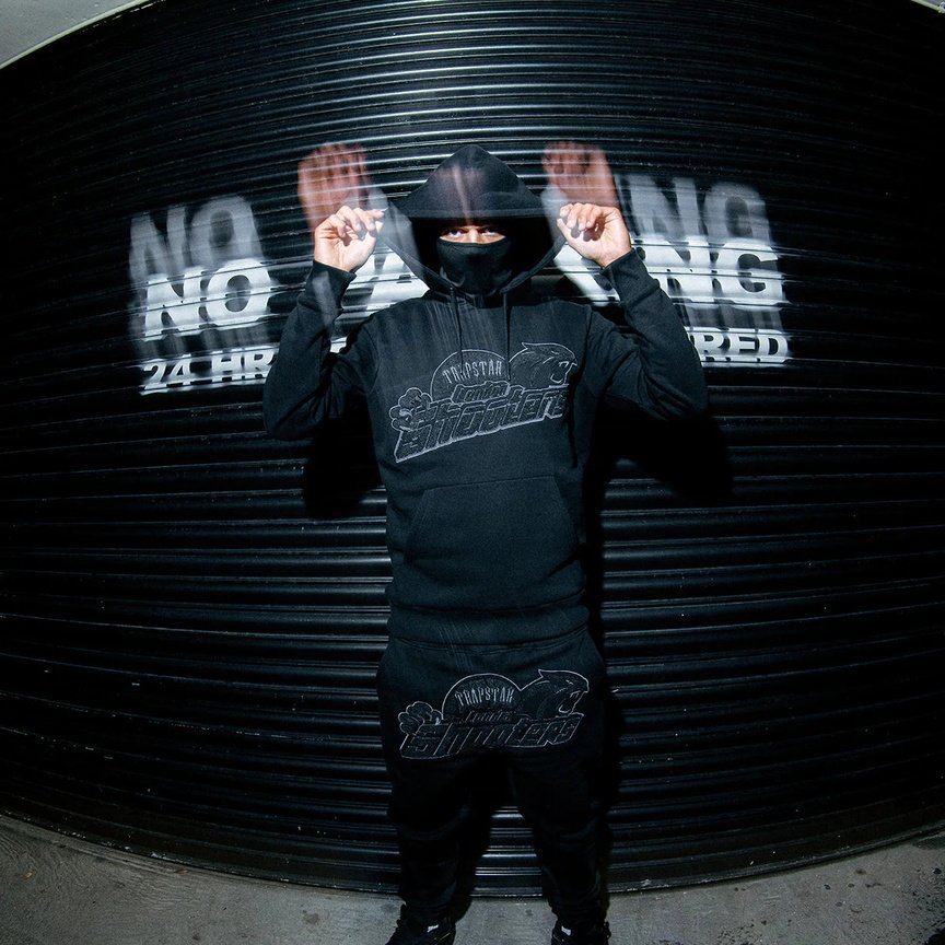 Trapstar Shooters Hooded Tracksuit - Black Monochrome Edition | Plugstationuk