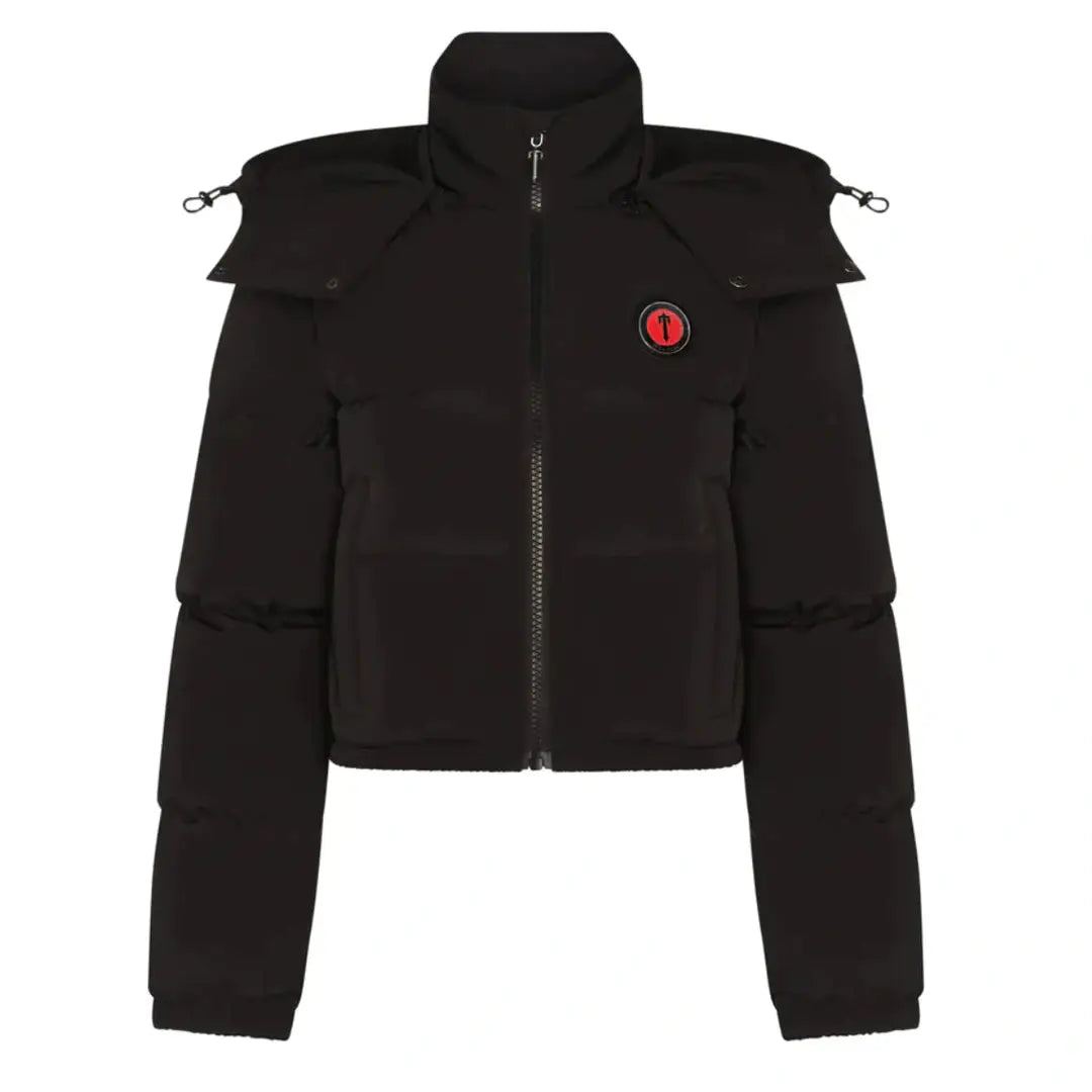 Trapstar Womens Irongate Detachable Hooded Puffer Jacket - Infrared Black/Red | Plugstationuk