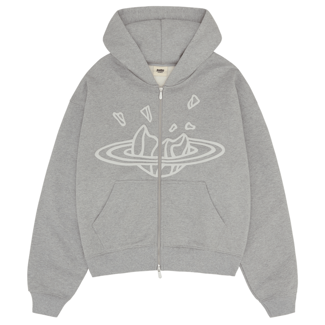 Broken Planet Zip Up Hoodie - Heather Gray