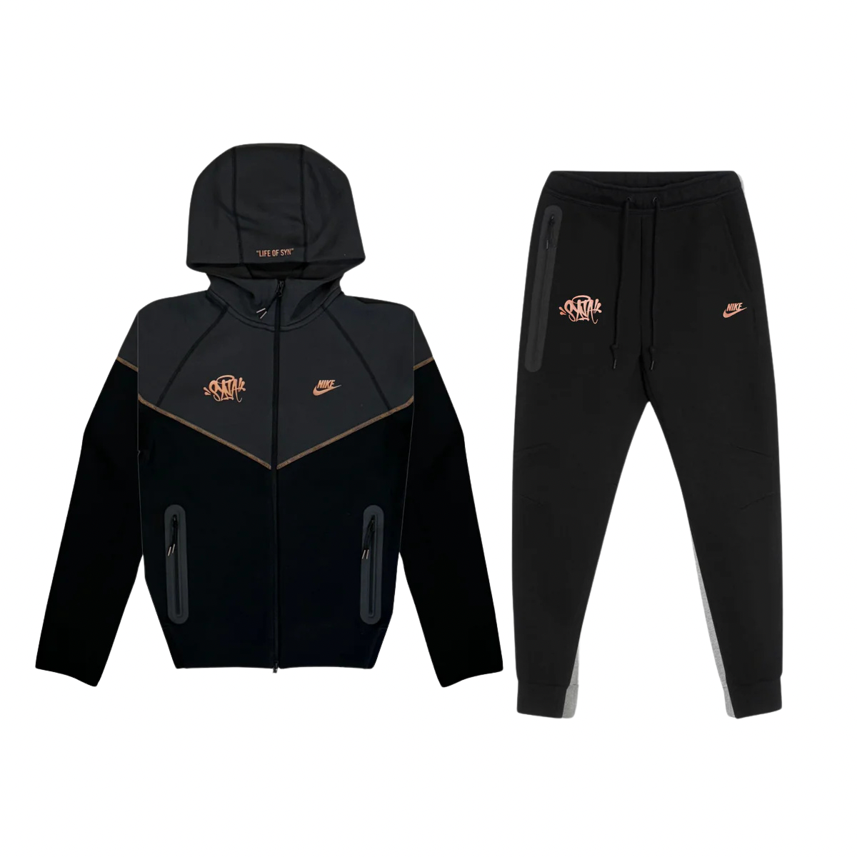 CENTRAL CEE X NIKE TECH FLEECE SET - BLACK, ANTHRACITE, METALLIC RED BRONZE SYNA WORLD plugstationuk-limited