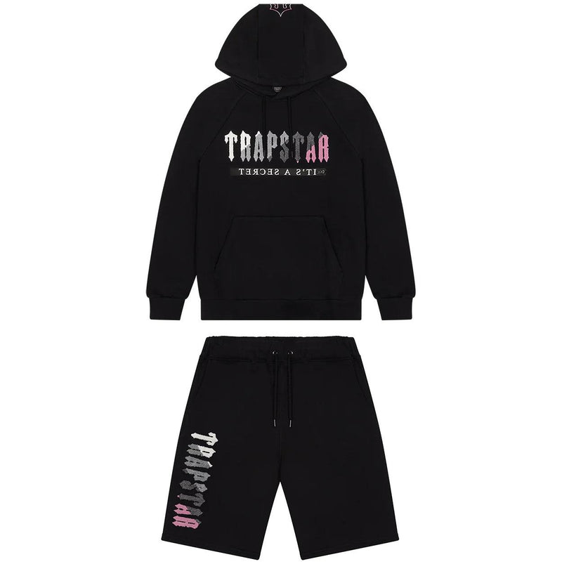 Trapstar Decoded Hooded Short Set - Black/Pink