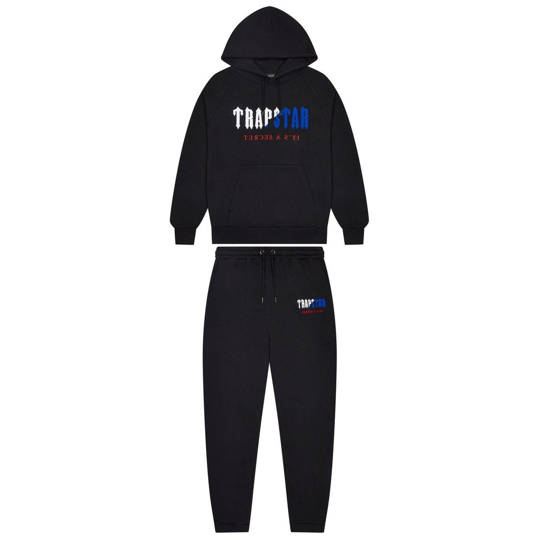 Trapstar Decoded Chenille Hooded Tracksuit - Black/Blue/Red